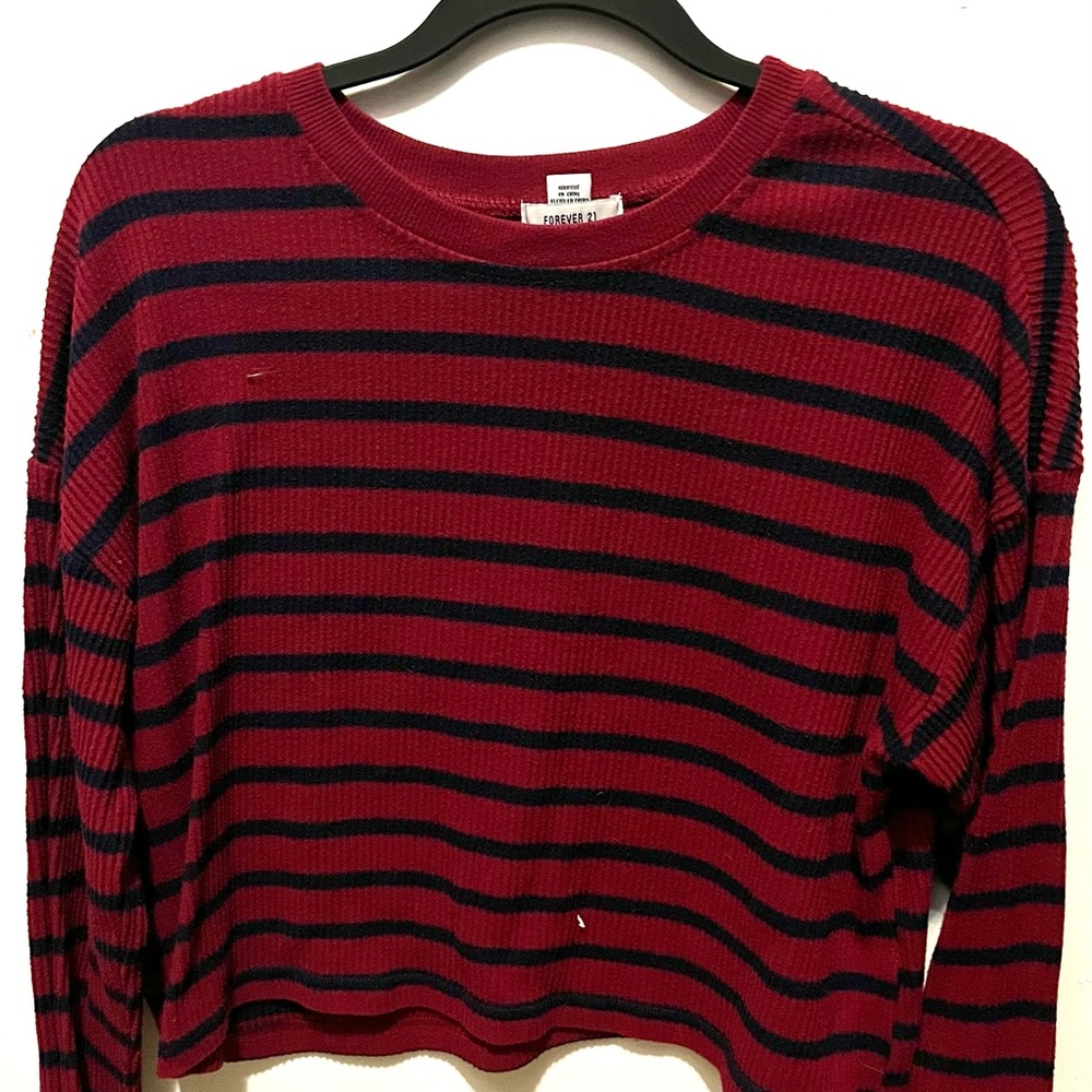 Forever 21 Red and Black Striped Sweater